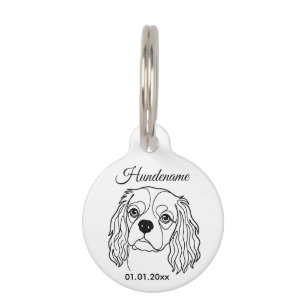 Médaillon Pour Animaux Étiquette personnalisée Cavalier Spaniel Line Art