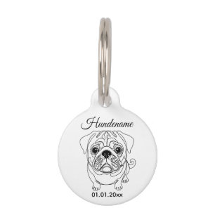 Médaillon Pour Animaux Étiquette personnalisée de style minimaliste pour