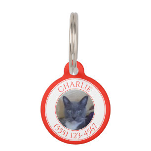 Médaillon Pour Animaux Étiquette PET LOVE Round Pet / Rouge