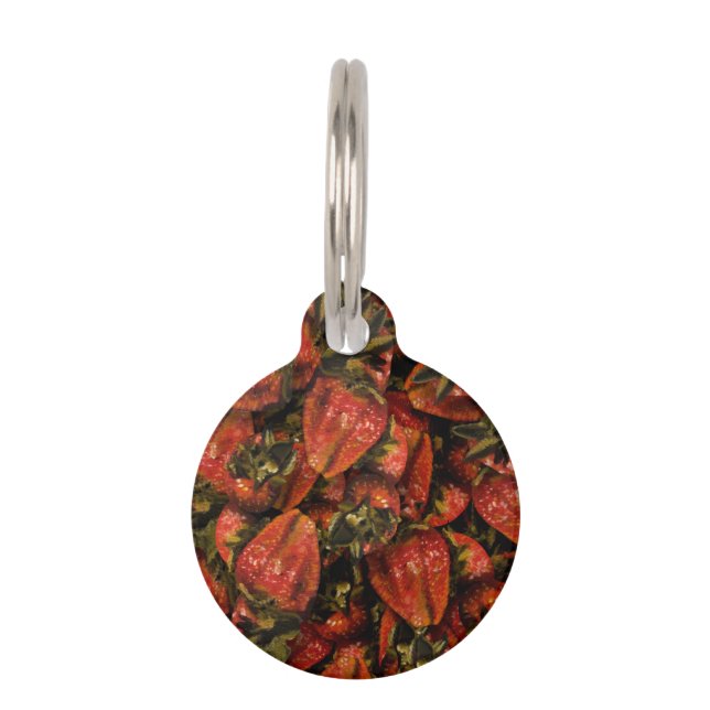 Médaillon Pour Animaux Étiquette pour animal de compagnie de fraises (Devant)