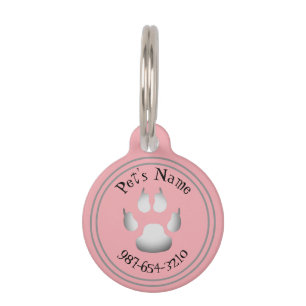 Médaillon Pour Animaux Étiquette ronde rose d'animal familier customisée