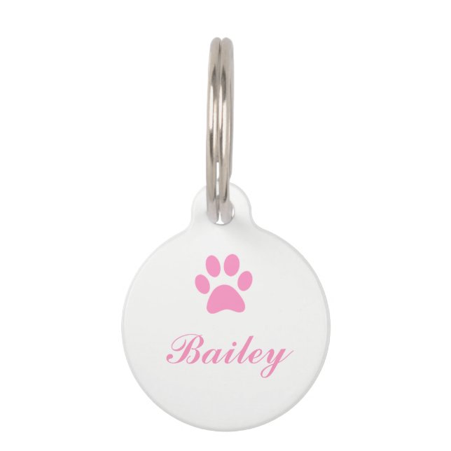 Médaillon Pour Animaux Étiquette rose d'animal familier d'empreinte de (Devant)