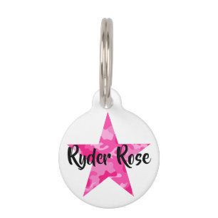 Médaillon Pour Animaux Étiquette rose d'animal familier d'étoile de