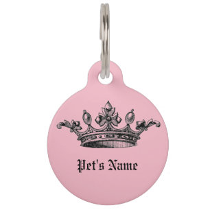 Médaillon Pour Animaux Étiquette rose d'identification de nom d'animal