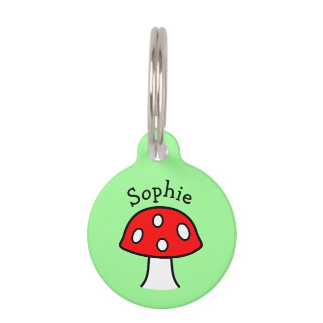 Médaillon Pour Animaux Étiquette rouge d'animal familier de champignon (Devant)