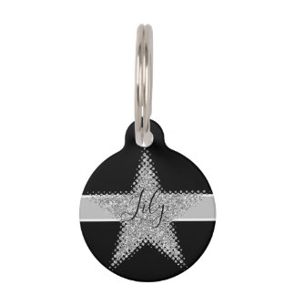 Médaillon Pour Animaux Étoile argentée scintillante