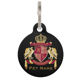Médaillon Pour Animaux Faites votre propre blason Emblème d'aigle rouge
