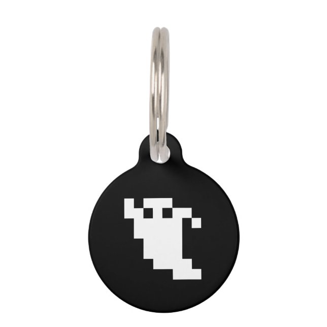 Médaillon Pour Animaux Fantôme à 8 bits pour pixels (Devant)
