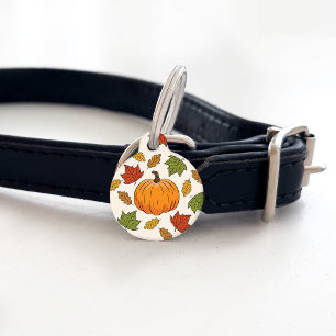 Médaillon Pour Animaux Feuilles d'automne citrouilles et colorées et info