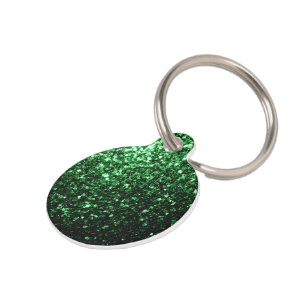 Médaillon Pour Animaux Feux de parties scintillant vert foncé Personnalis