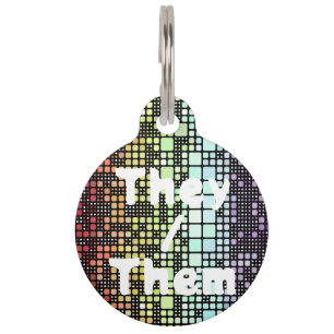 Médaillon Pour Animaux Fierté Neurogenre Géométrique Groovy Funky Rétro M