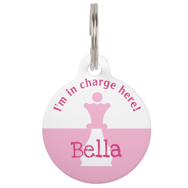 Médaillon Pour Animaux Figure d'échecs personnalisée Queen I's Charge Pin (Devant)