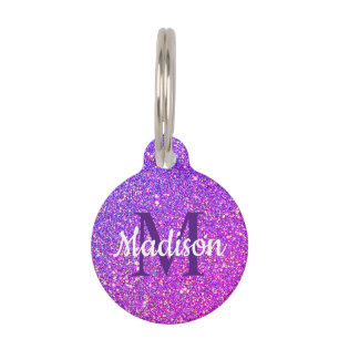 Médaillon Pour Animaux Fille violet Parties scintillant rose personnalisé