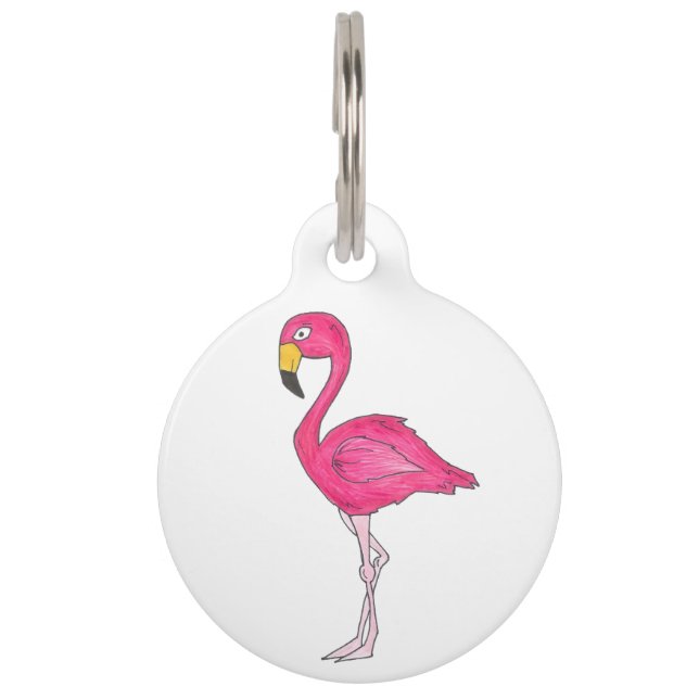 Médaillon Pour Animaux Flamant rose rose personnalisé Ile tropicale (Devant)