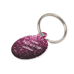 Médaillon Pour Animaux Flammes de parties scintillant rose foncé brillant