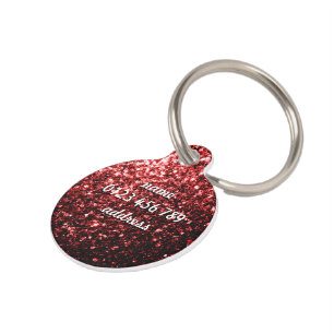 Médaillon Pour Animaux Flamour rouge foncé Parties scintillant scintille 
