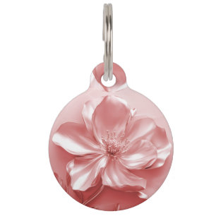 Médaillon Pour Animaux Fleur de Cerisier Rose Brillante 3D Personnalisée