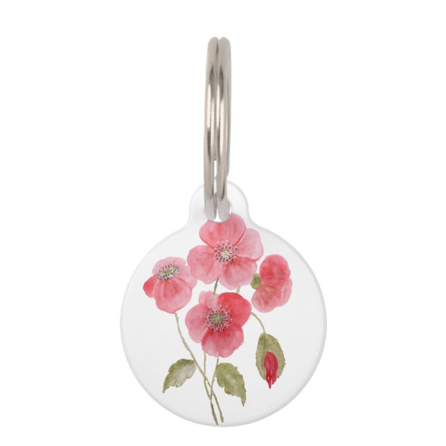 Médaillon Pour Animaux Fleur de coquelicot aquarelle (Devant)