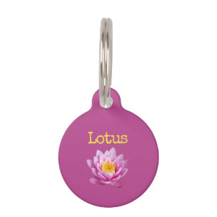 Médaillon Pour Animaux Fleur de lotus jaune rose