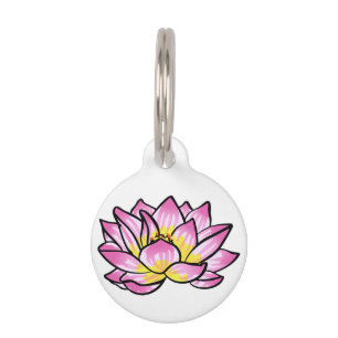 Médaillon Pour Animaux Fleur de Lotus rose