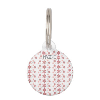 Médaillon Pour Animaux Fleur de marguerite rose et grise