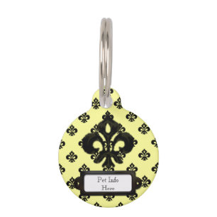Médaillon Pour Animaux Fleur métallique de lis (noir)