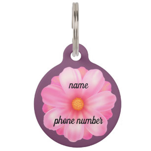 Médaillon Pour Animaux Fleur rose