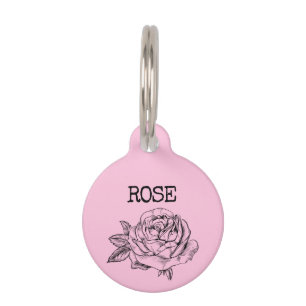 Médaillon Pour Animaux Fleur rose nommée Rose