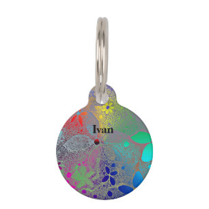 Médaillon Pour Animaux Fleurs Arc En Ciel