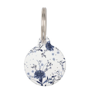 Médaillon Pour Animaux Fleurs bleues