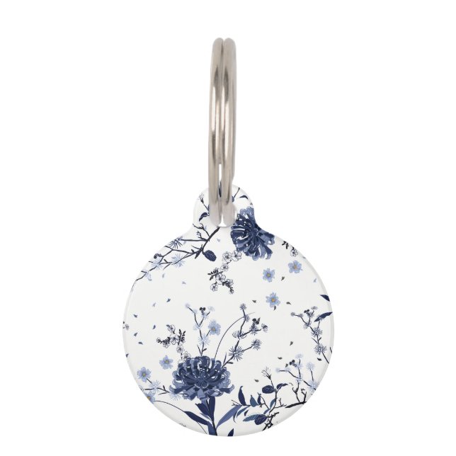 Médaillon Pour Animaux Fleurs bleues (Dos)