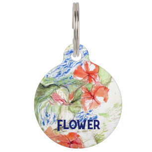 Médaillon Pour Animaux Fleurs de baume et de lobélie
