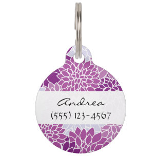 Médaillon Pour Animaux Fleurs De Dahlia, Motif De Fleurs, Dahlia Violette