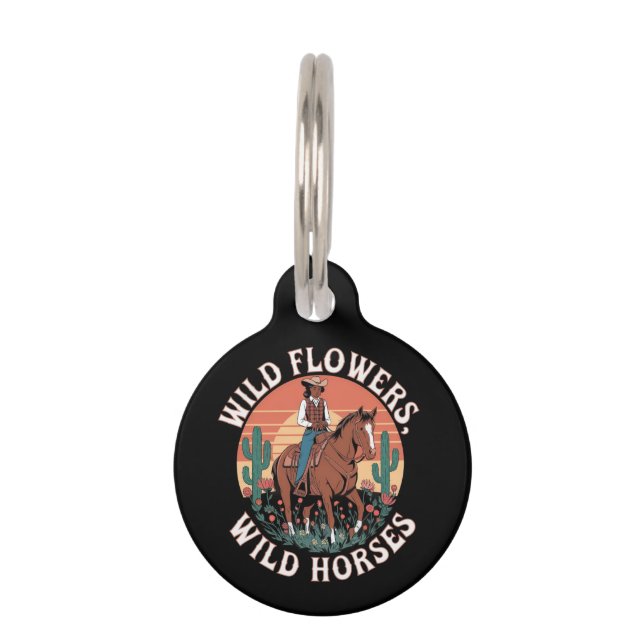 Médaillon Pour Animaux Fleurs Sauvages & Chevaux Sauvages Un Hommage Éton (Devant)