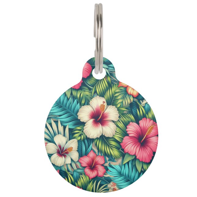 Médaillon Pour Animaux Floral hawaïen/tropical (Devant)