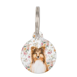 Médaillon Pour Animaux Flore printanière Shabby Chic Pe personnalisé