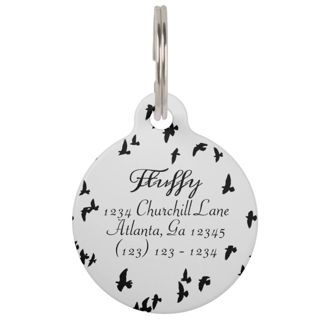 Médaillon Pour Animaux Flying Black Birds Gothique (Devant)