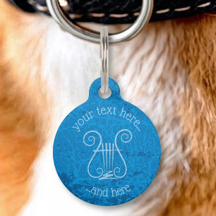 Médaillon Pour Animaux Fond de Lyre Bleue