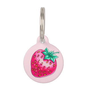 Médaillon Pour Animaux Fraise rose