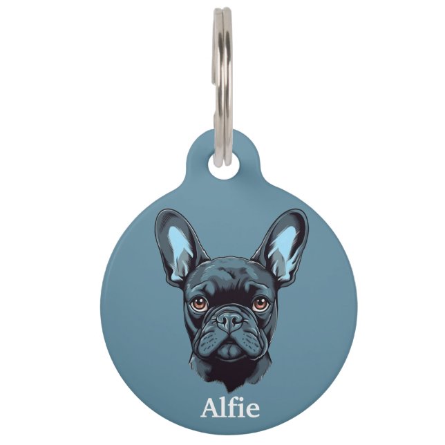 Médaillon Pour Animaux French Bull Dog Personnaliser (Devant)