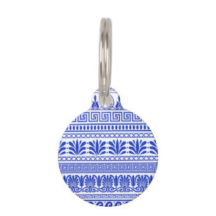 Médaillon Pour Animaux Fret grec, Motif méditerranéen, Bleu