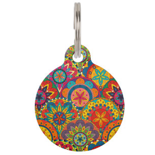 Médaillon Pour Animaux Funky Retro couleur Motif Mandala