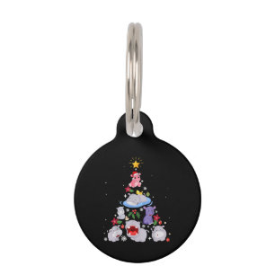 Médaillon Pour Animaux Funny arbre de Noël hippo   Hippopotame de Noël