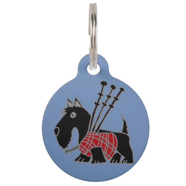 Médaillon Pour Animaux Funny Scottish Terrier Dog jouant aux tuyaux (Devant)