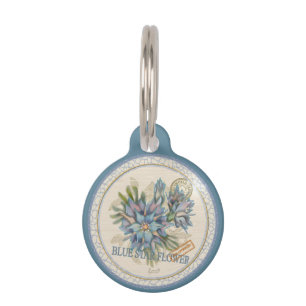 Médaillon Pour Animaux G Bureau de création Fleur bleue