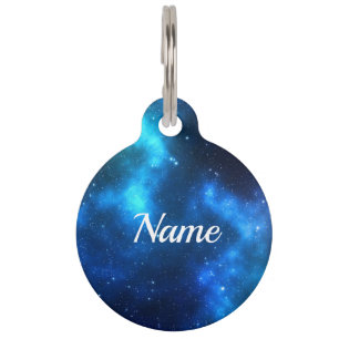 Médaillon Pour Animaux Galaxie bleue personnalisable