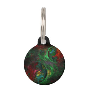 Médaillon Pour Animaux Genesis Green Abstrait Art Round