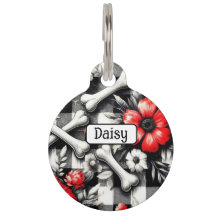 Gingham à monogramme carreauté noir blanc rouge fl