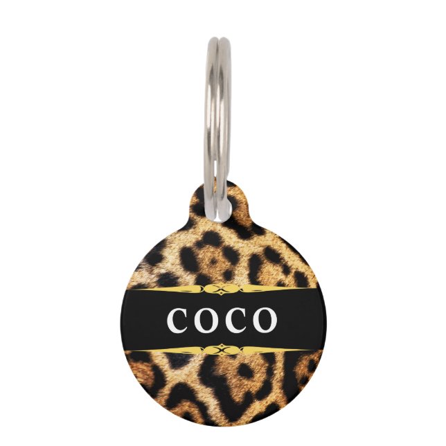 Médaillon Pour Animaux Glam Leopard Print Personalized (Devant)