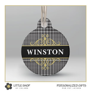 Médaillon Pour Animaux Glen gris noir Customisé